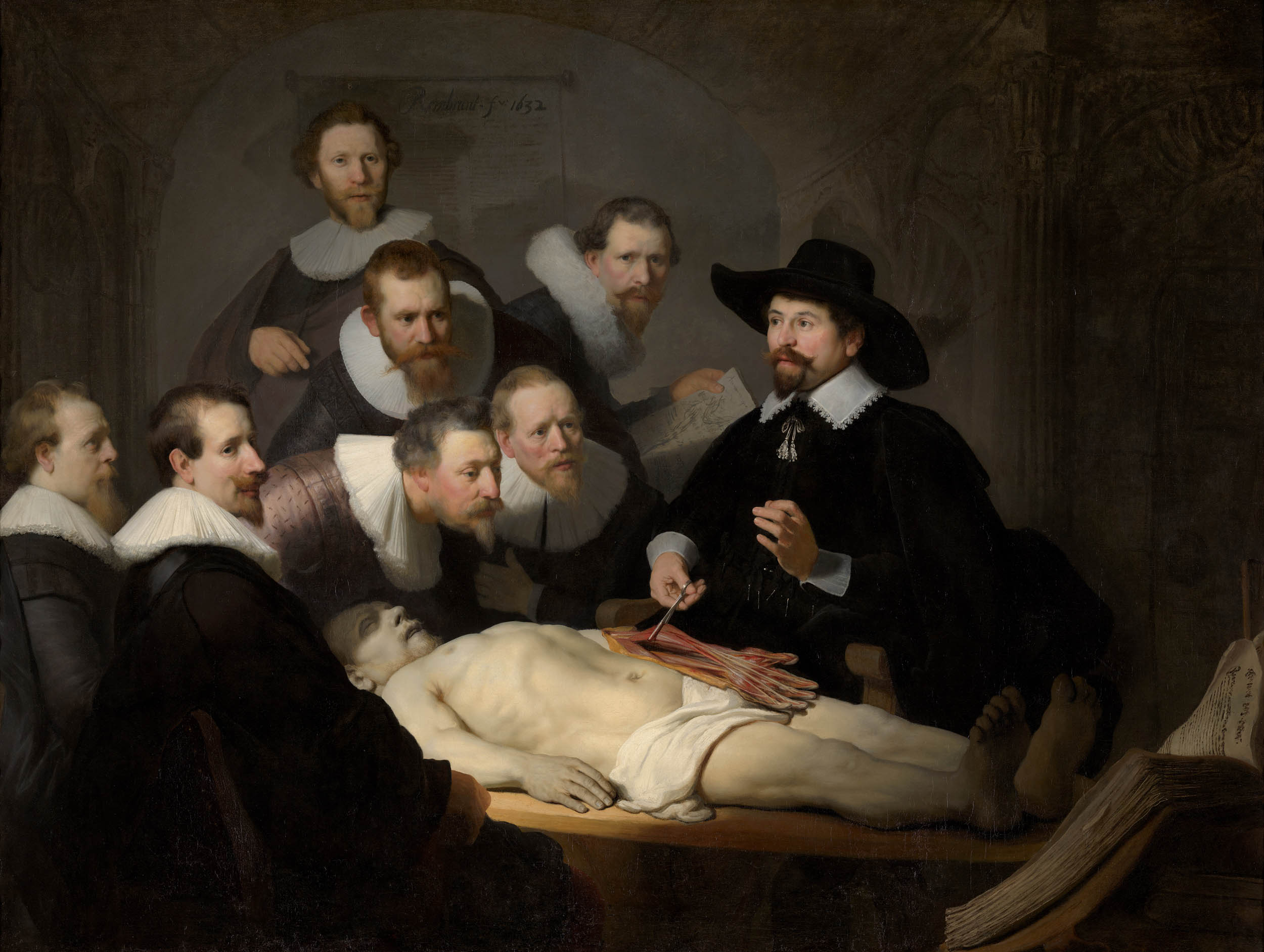 <p>dissections were uncommon - real specimen </p><p>was a disgrace to be a specimen, body was executed — showed humanity by showing his face </p>