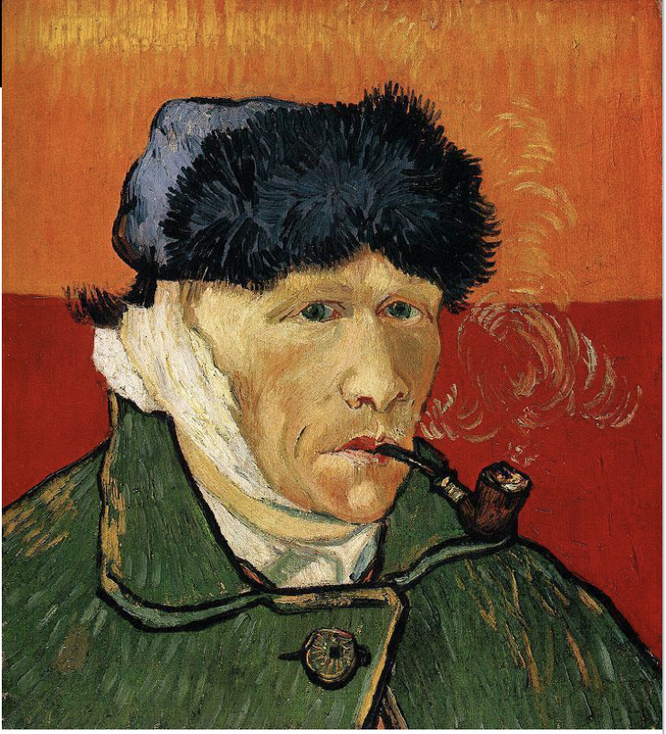 <p>Self-Portrait with Pixie, Vincent Van Gogh Jan 1889</p>
