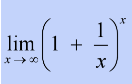 <p>Limit of (1 + x/X)^X as X-&gt;infinity</p>