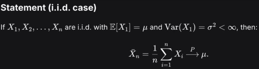 <p>“Note that X¯n →p λX by WLLN”</p><p>Sample mean →p population mean</p>