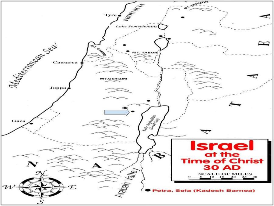 <p><span>The arrow is pointing to this city, where a woman anointed Jesus with oil.</span></p>