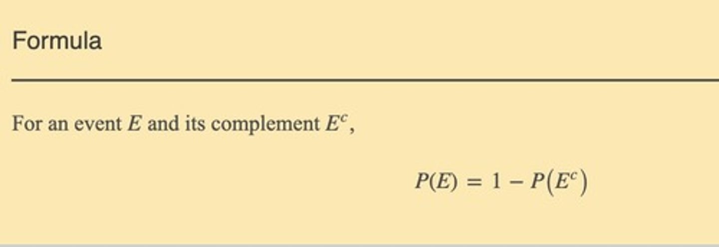 <p>P(A^c)= 1-P(A)</p>