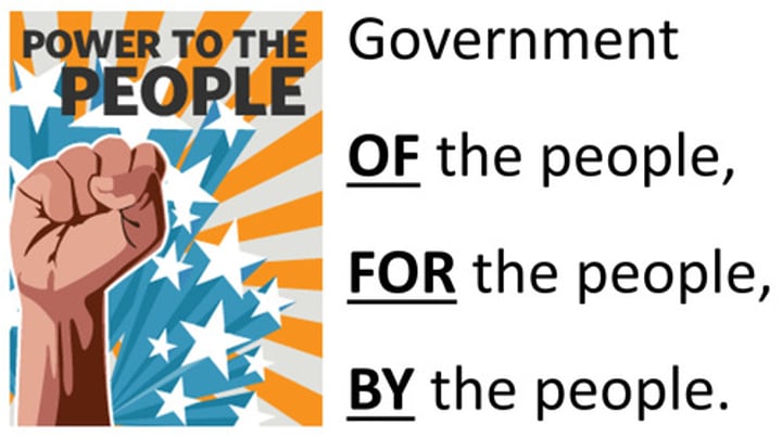 <p>A belief that ultimate power resides in the people.</p>