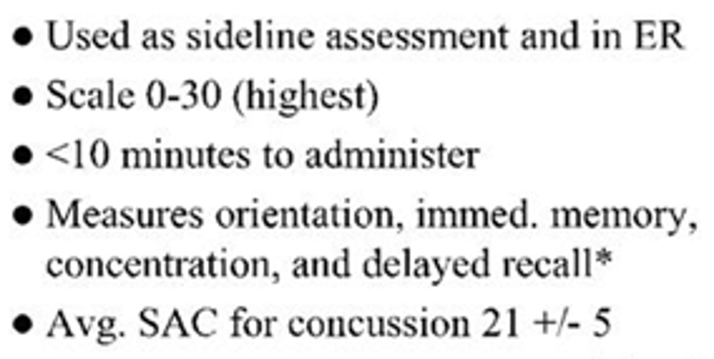 <p>Standardized assessment of Concussion. Cognitive test on sideline</p>