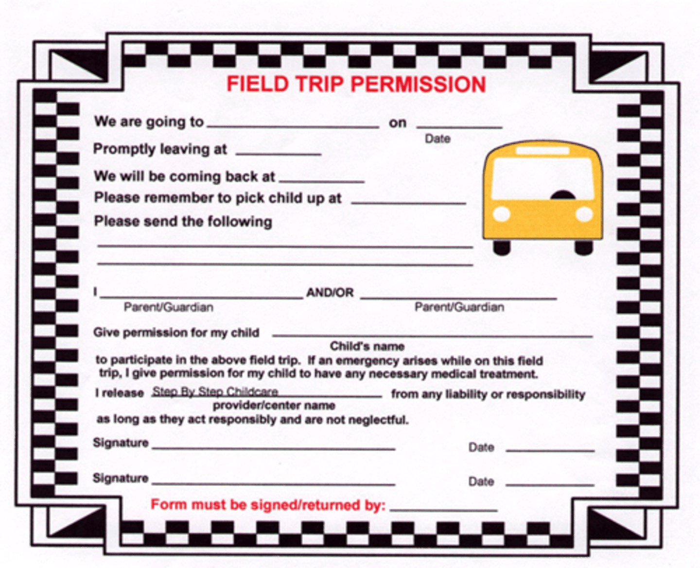 <p>You may go if you get permission.</p>
