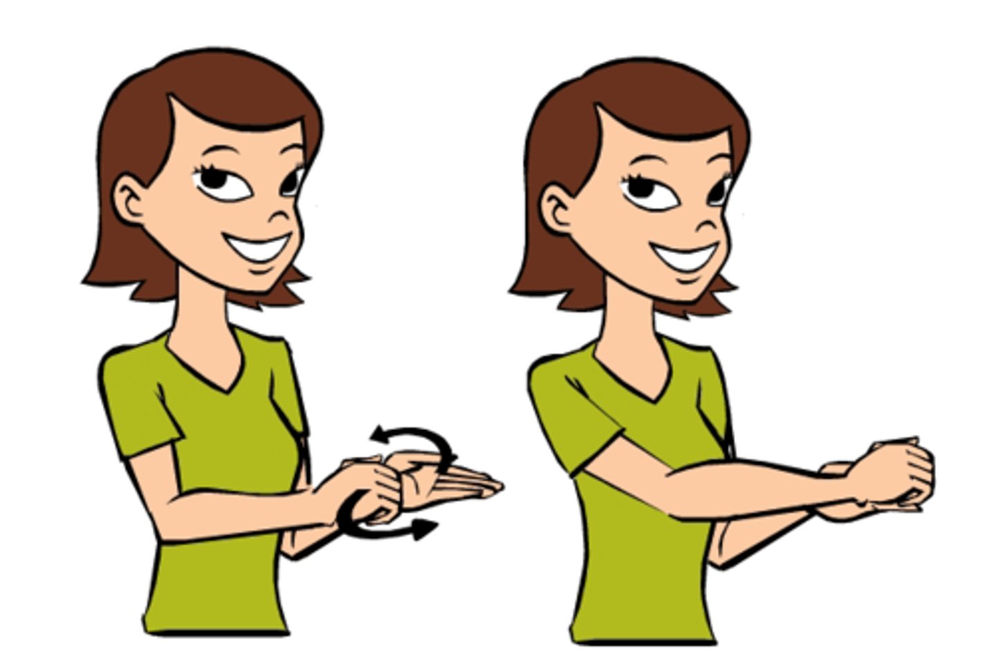 <p>Made by making both hands into a fist, holding the two fists together, and twisting the two fists back and forth.</p>