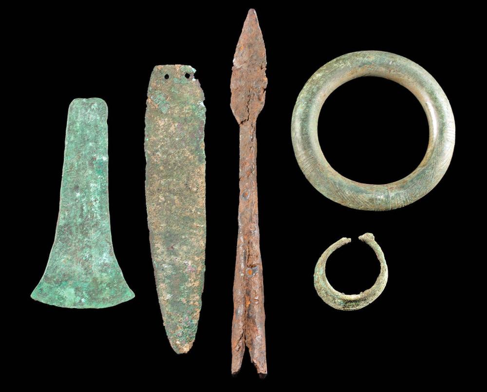 <ul><li><p>Tools and weapons</p></li><li><p>Remains of settlements</p></li><li><p>Artwork</p></li><li><p>Indicates basic way of life, cultural development, clothing, religion, and social organization</p></li></ul>