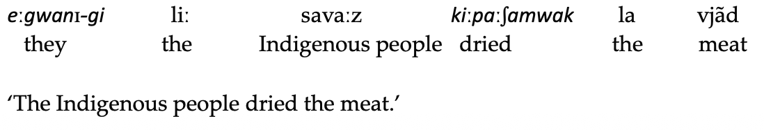 <p>Contact Languages</p><p><strong>________: Language of the Metis Nation, a true mix of two languages</strong></p><ul><li><p class="p1">Descendents from Cree/Ojibwe women and French-Canadian fur-trappers</p></li><li><p class="p1"><span>French: nouns, prepositions, negation markers</span></p></li><li><p class="p1">Cree: verbs, personal pronouns, question words, demonstratives, adverbials</p></li><li><p class="p1">Mutually unintelligible with Cree or French</p></li><li><p class="p1">Just over 700 speakers (most do not know French or Cree)</p></li></ul><p></p>