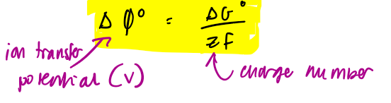 <ul><li><p>tells us the electrical potential required to drag ions into the membrane phase </p></li></ul><p></p>