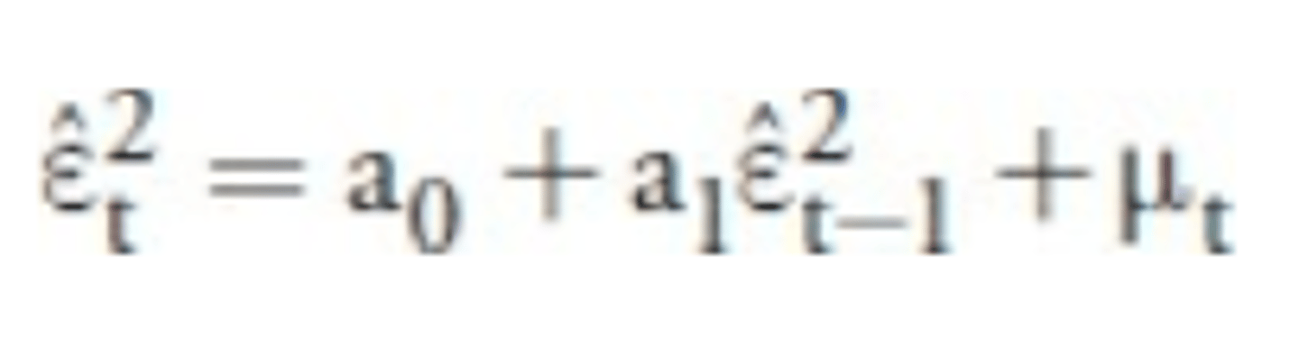 <p>Used to test for autoregressive conditional heteroskedasticity (ARCH) in AR models.</p><p>If a(1) is statistically different than 0, time series has ARCH</p>