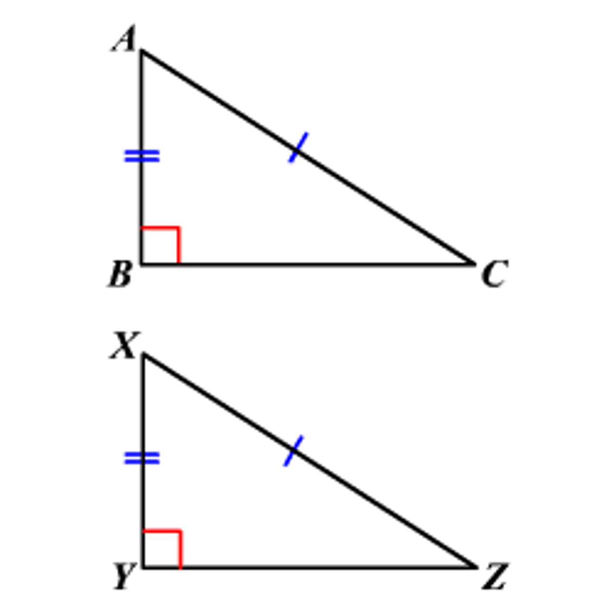 <p>Right Angle, Hypotenuse, Side</p>
