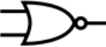 <p>An arrowhead with a circle that has 2 inputs and 1 output</p>