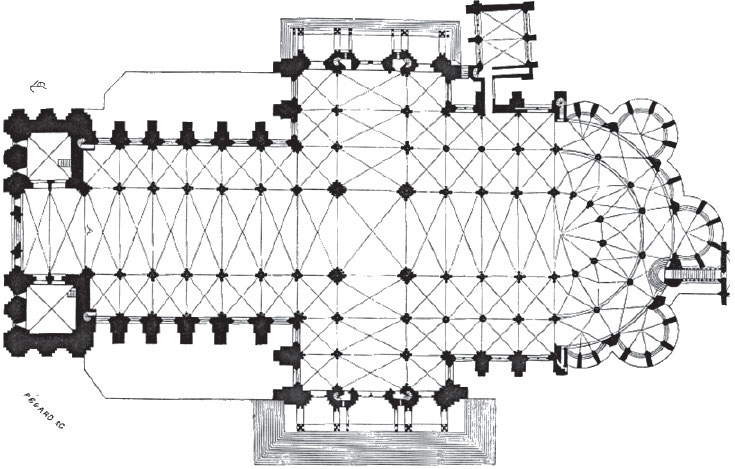 <ul><li><p>The first church to have flying buttresses as part of the original design</p></li><li><p>Christian church dedicated to the Virgin Mary; a Marian shrine.</p></li><li><p>Importance of the church reflected in the speed of construction: 27 years.</p></li><li><p>Part of a complex that included a school, a bishop’s palace, and a hospital.</p></li></ul>