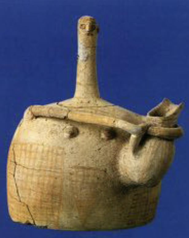 <p>Pre-Palatial, Early Minoan II, (not the turtle goddess), found in room 92, maybe a votive figure, has an apron painted on, could have a pubic triangle</p>