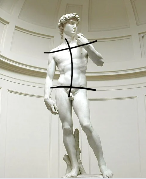 <p>literally meaning COUNTER POSE in italian </p><p>the figures shoulders and hips are angled in different directions because it’s weight is on one foot </p>