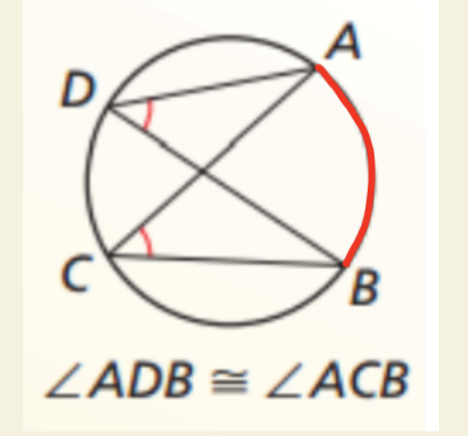 <p>Angles subtended by the same arc in a circle are equal.</p>