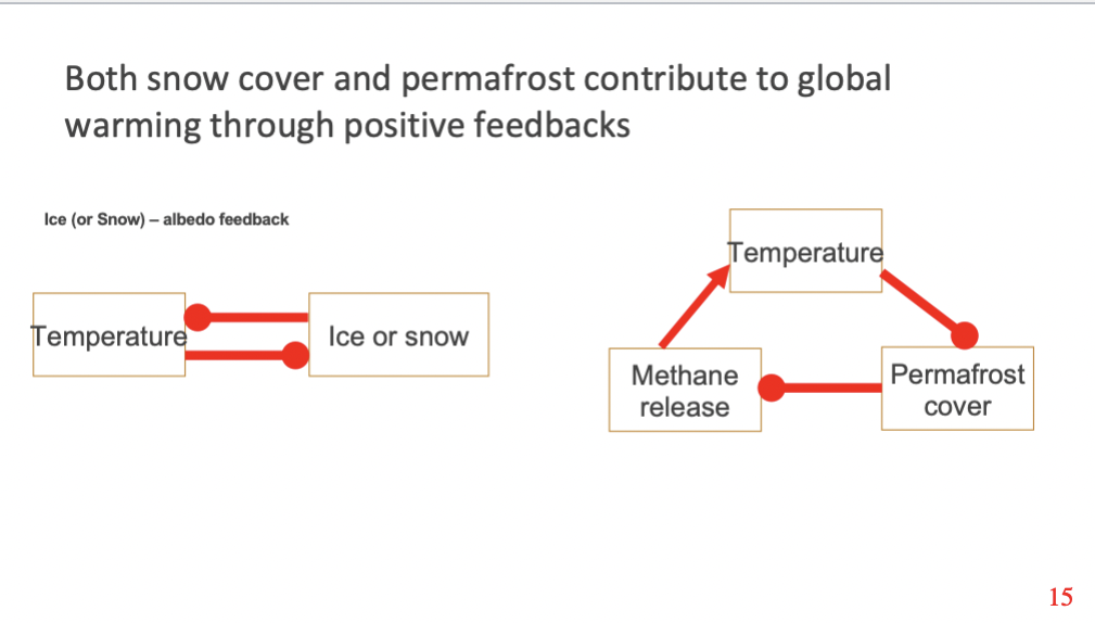 <p><span>Understand what snow and permafrost is, and how they contribute to earth’s feedback to global temperature</span></p>