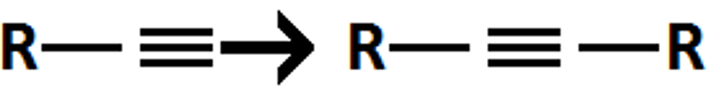 <p>alkylation</p><p>terminal alkyne to internal alkyne</p>