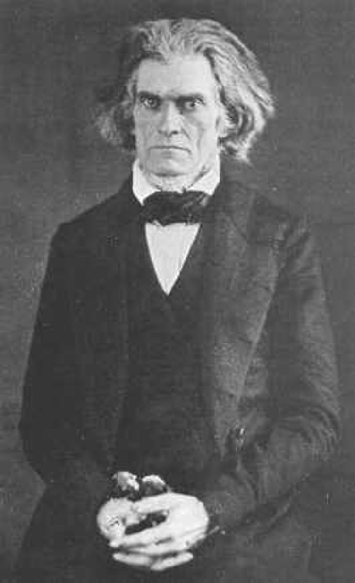 <p>Democrat, believed in state's rights, limited federal government, Nullification, Pro Slavery, urged South Carolina's secession from the Union</p>