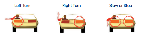 <p> signal lights or using hand-and-arm positions</p>