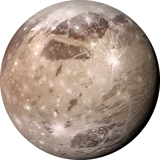 <ul><li><p>grooved terrain from tectonic disruptions of cratered surface</p></li><li><p>largest satellite</p></li><li><p>has its own magnetic field</p></li></ul><p></p>