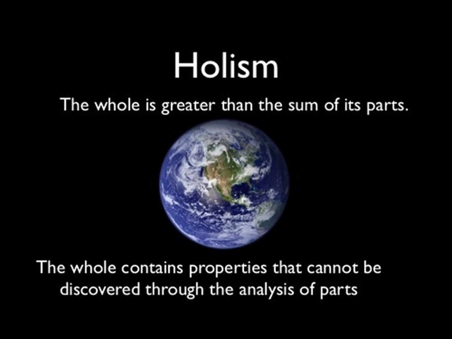 <p>The idea that to understand people, you must study the whole person, taking full account of individual experience, emotion, choice, and the individual's world view.</p>