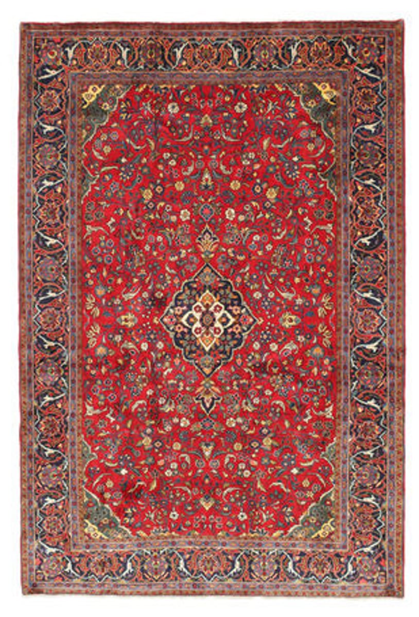 <p>Fine pile in dark reds & blues mixed with lighter colors</p>