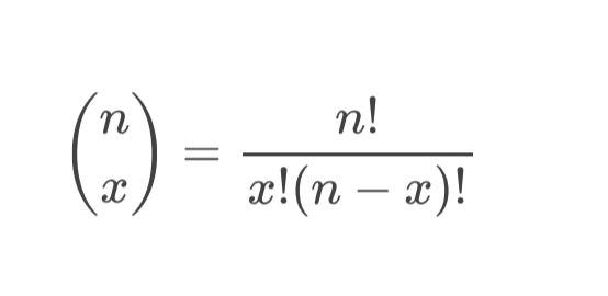 <p>the number of ways of rearranging the n objects is given by the binomial coefficient —&gt; </p>