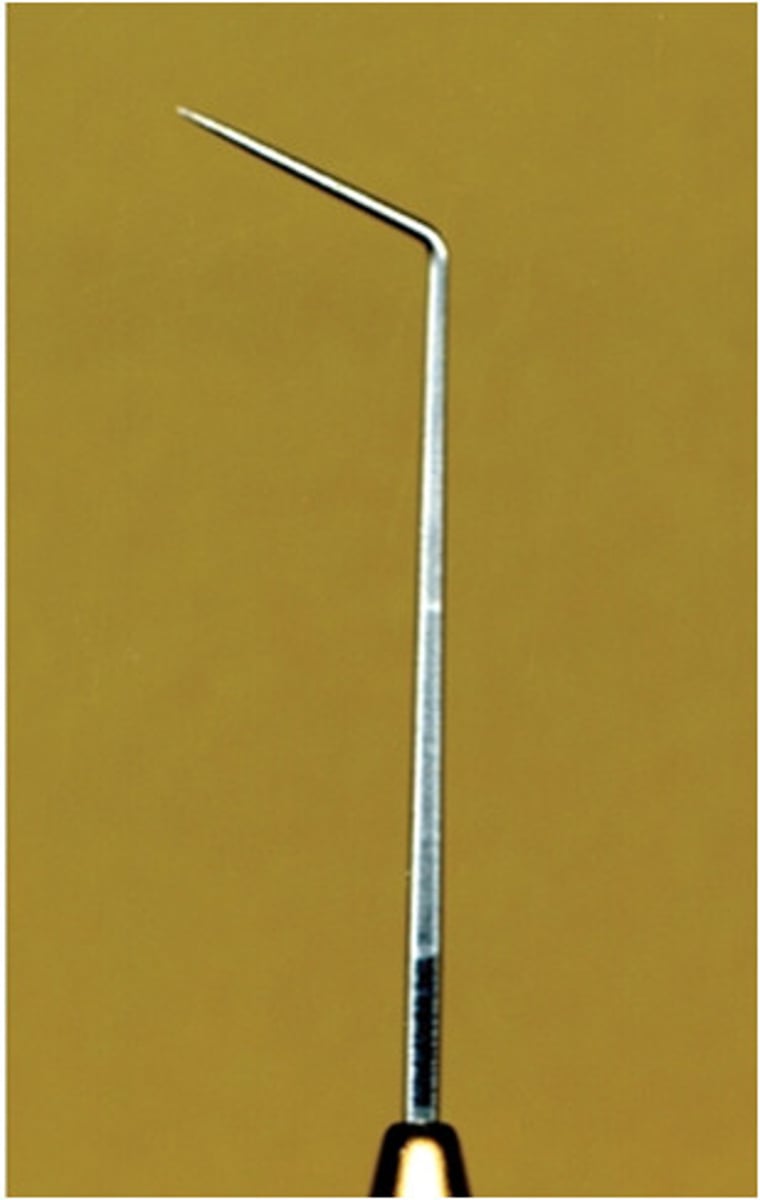 <p>supragingival use (pointed tip could injure); exam for caries &amp; margins of restorations</p>