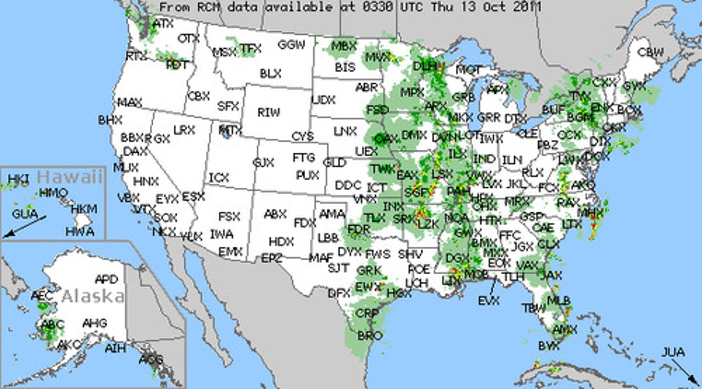 <p>Issued: Every hour, about 35 minutes past the hour</p><p>Valid Time: Shows weather at the time of the radar observation</p><p>Information Provided:</p><p>- Areas of precipitation (rain, snow, etc.)</p><p>- Intensity, movement, and type (when available)</p><p>- Echo tops (highest altitude of precipitation)</p><p>- Line of storms or significant weather patterns</p>