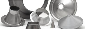<p>a metalworking process where a metal disc or tube is rotated at high speed and formed into an axially symmetric part.</p>