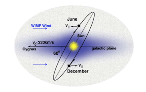 <ul><li><p>Detected signal expected to vary slightly due to earth’s motion through the Halo. </p></li><li><p>Such modulations are one of the key signatures looked for in all direct detection experiments.</p></li></ul><p></p>
