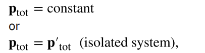<p>when the net external force is zero, the total momentum of the system is conserved or constant</p>