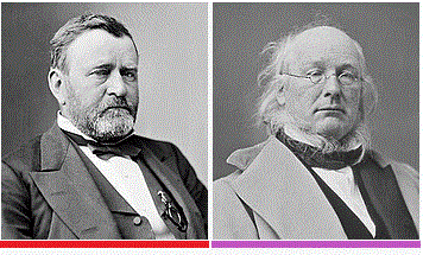 <p>Grant won reelection against Horace Greeley, whom "Liberal Republicans" had nominated to defeat Grant. Democrats also nominated Greeley.</p><p>Greeley said we needed to "clasp hands across the bloody chasm" to end "bayonet rule". Harper's Weekly published Nast cartoons of Greeley shaking the bloody hand of a Klansman who had just killed a black Republican and Greeley as a pirate captain.</p><p>-- Grant won every northern state and 10/16 southern &amp; border states.</p>