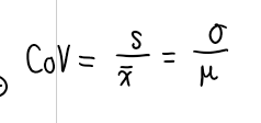 <p>Variation relative to the mean</p><ul><li><p>unitless</p></li></ul><p></p>