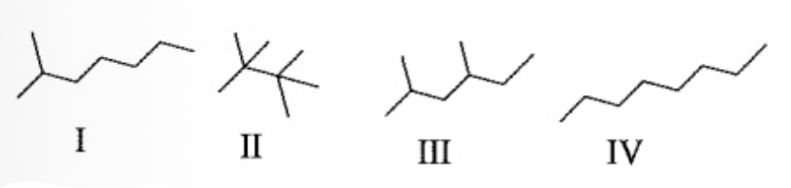 <p>Rank the following alkanes in order of increasing boiling point (lowest b.p. < highest b.p.)</p>