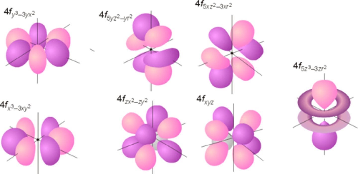 <p>Dumbbell shaped and can have fourteen electrons</p>