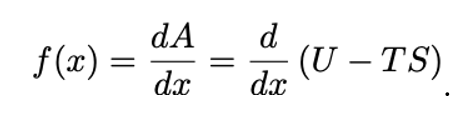 <p>A = Helmholtz free energy</p><p>U = Internal energy </p><p>S = Entropy</p><p>T = Temperature </p>