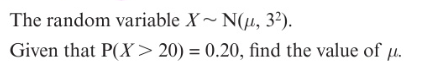 <p>Finding an unknown mean or standard deviation for a normally distributed variable</p>