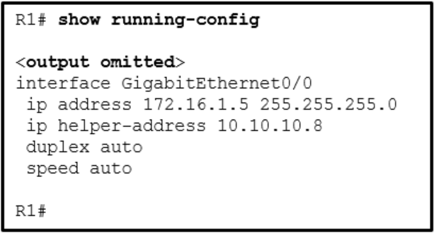 <p><strong>42. Refer to the exhibit. What can be concluded about the configuration shown on R1?</strong></p>