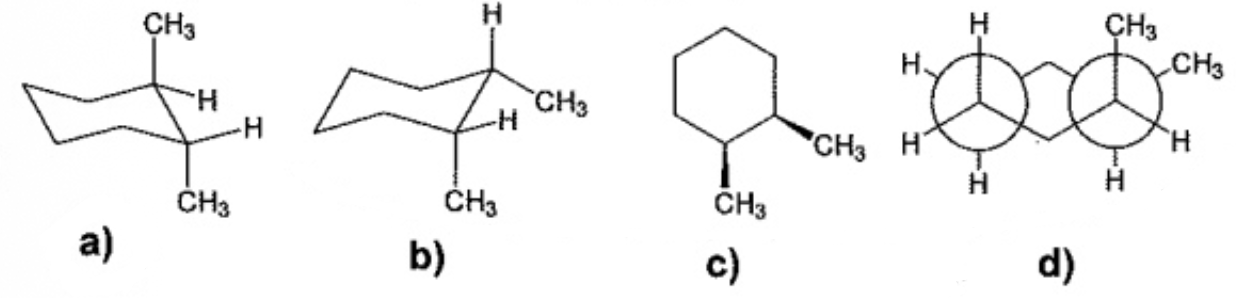 <p>Which one of the follow.g structures represents a different stereoisomer from the other three?</p>