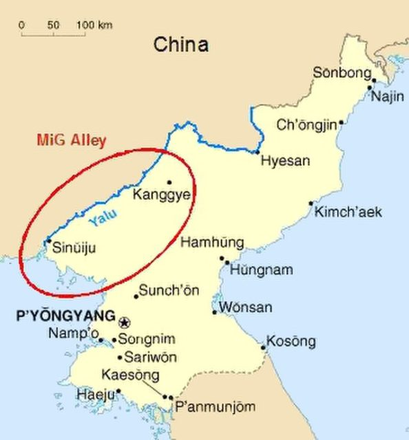 <p>Nickname for the northwestern region of North Korea where intense jet combat occurred between U.S. F-86 Sabres and Soviet-built MiG-15s during the Korean War.</p>