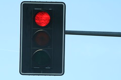 at a red light