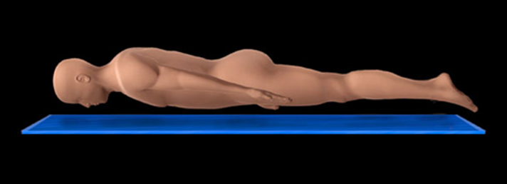 face down; laying on stomach