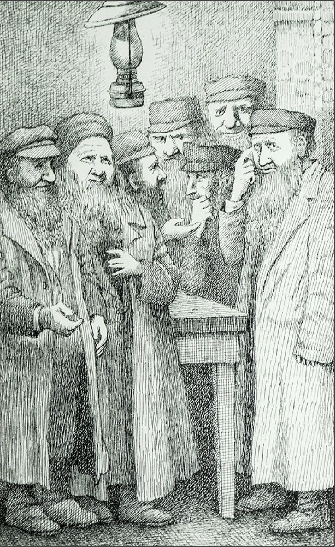 <p>Who drew this ink drawing of a Jewish folktale?</p>