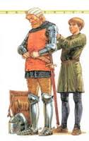 <p>a youth serving as a knights page</p>