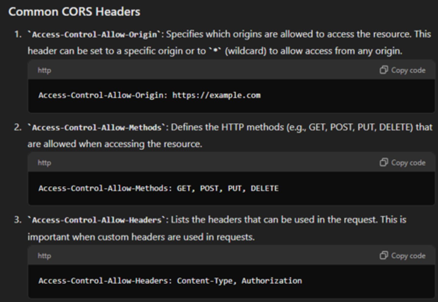 <p>Allows users to override the same-origin policy for specific resources. It is a mechanism that allows or restricts web applications running at one origin (domain) to make requests for resources hosted on a different origin.</p>