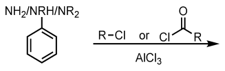 <p>Friedel-Crafts Alkylation/Acylation with a meta-directing group or an amine on Benzene</p>