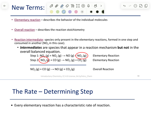 <ul><li><p>species only present in the elementary reactions, formed in one step and consumed in another </p></li></ul><p></p><p></p>
