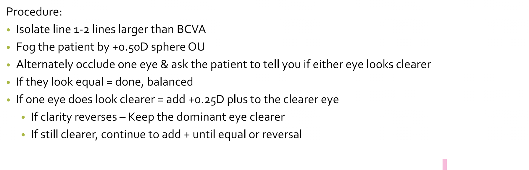 <p>Procedure for alternate occlusion just review</p>